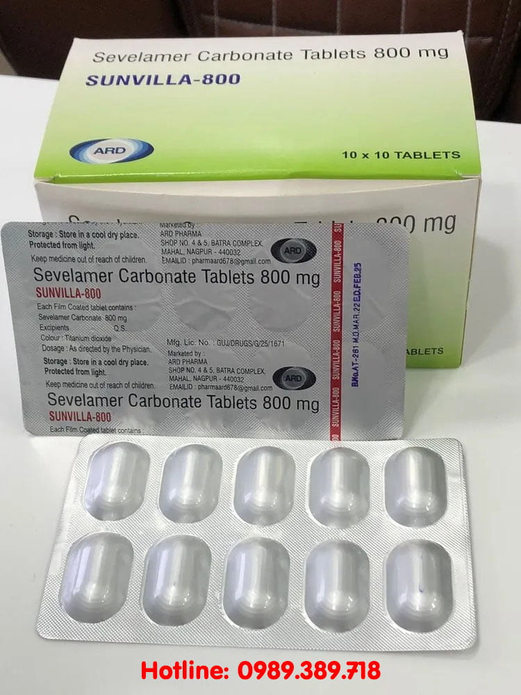 Giá thuốc Sunvilla 800 Sevelamer Carboante Tablets